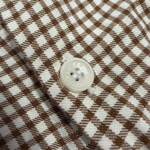Sandro Paris Womens Dress Shirt 100% Viscose Check Long Sleeve Brown Large - Picture 4 of 9
